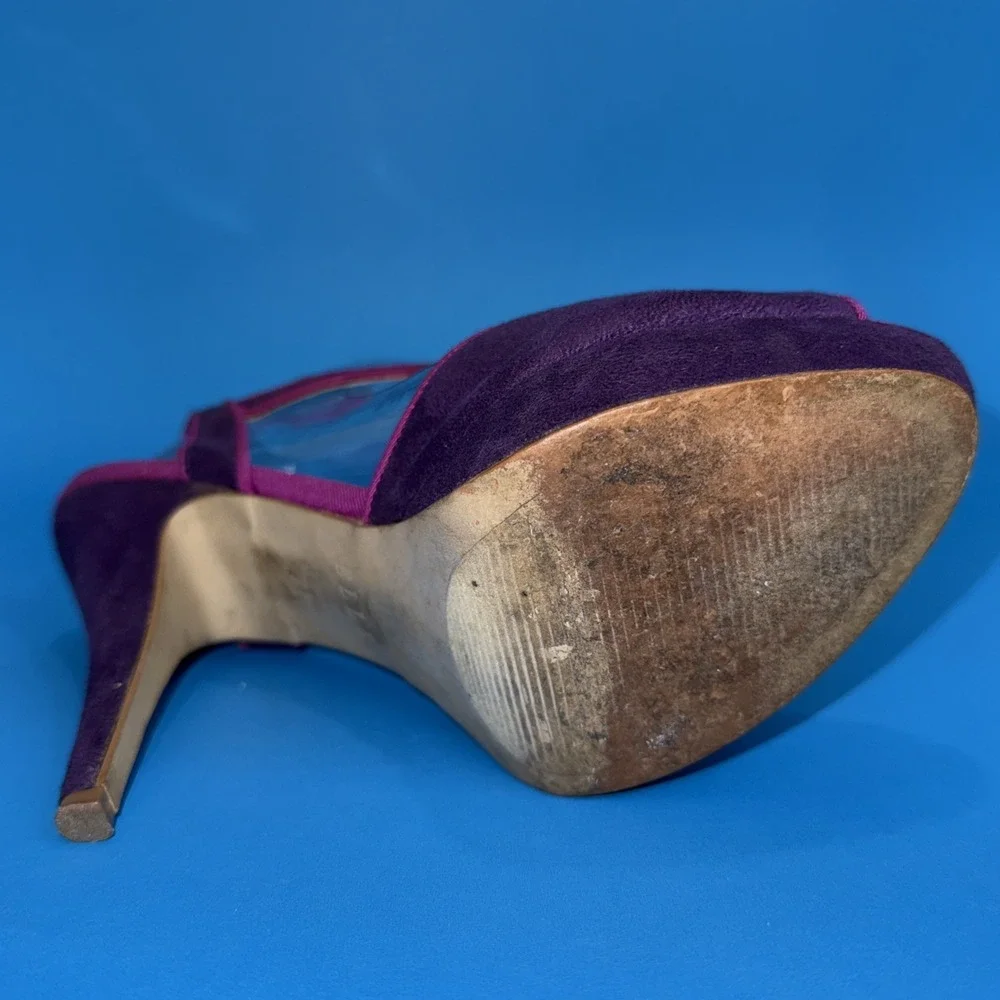 Elle Elharissa Purple Platform Stiletto‎ Heel T Strap SexySandal Shoe See Pics
